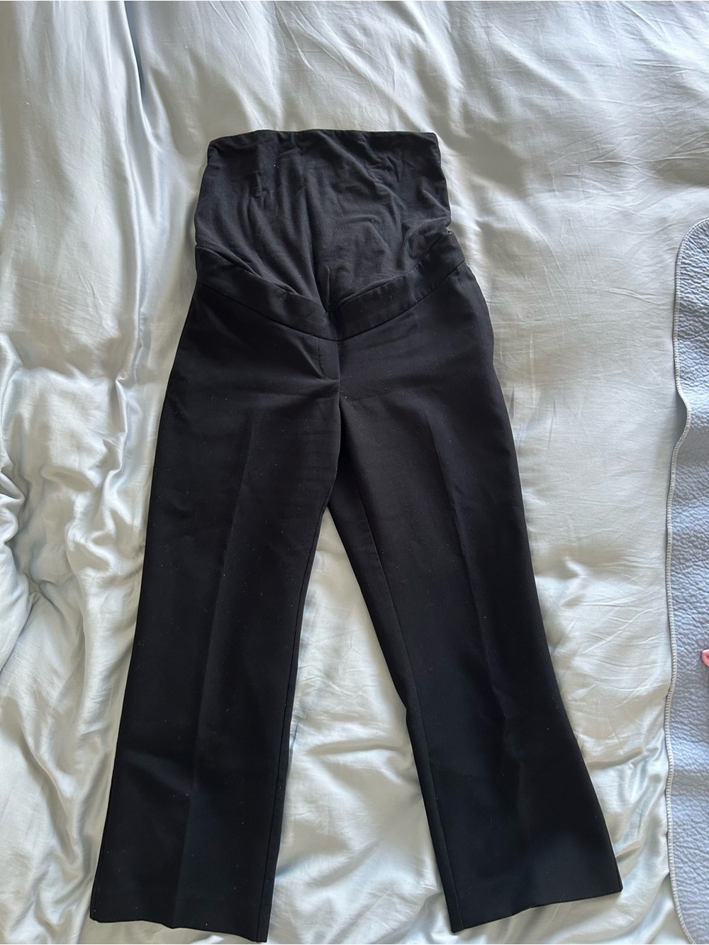 H&M Black Wide-Leg Maternity Pants with Fold-Over Panel